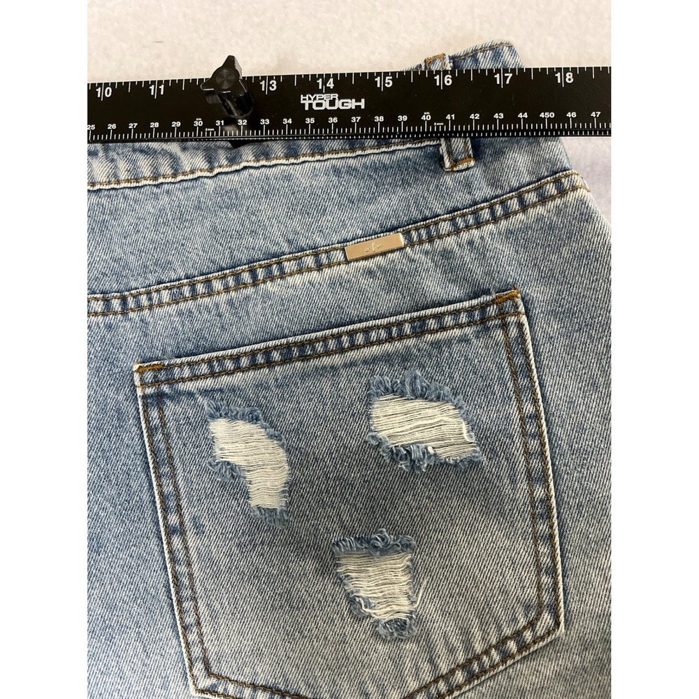 Hen‎ & Hay Diamond Glitz Distressed Rhinestone Fringe Denim Shorts Light Wash XL - Picture 7 of 9